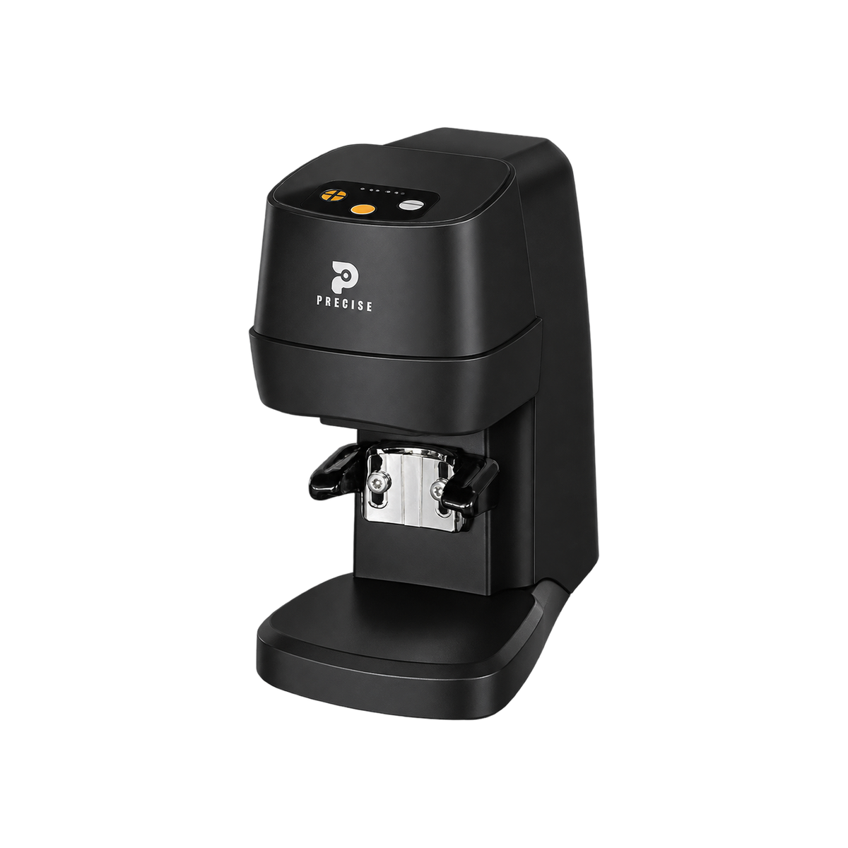 Precise Automatic Coffee Tamper — Black; consistent elevated view, square transparent image