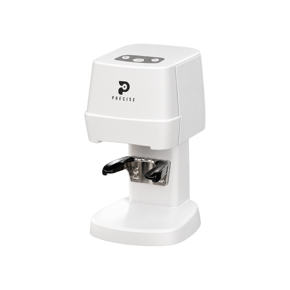 Precise Automatic Coffee Tamper — White; consistent elevated view, square transparent image