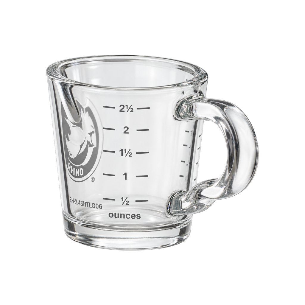 Rhino Coffee Gear 2.4oz Shot Glass with Handle — Standard; consistent elevated view, square transparent image