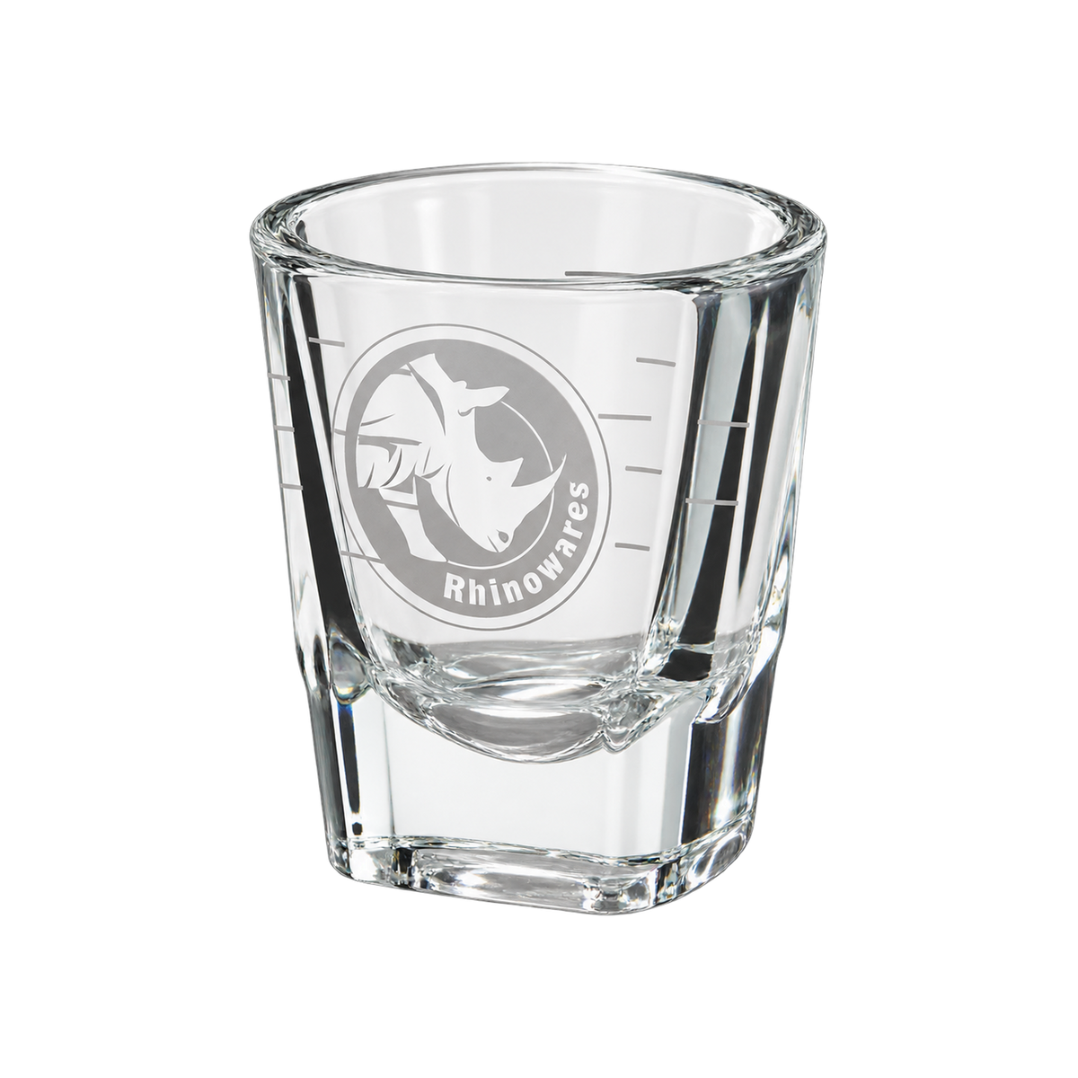 Rhino Coffee Gear Espresso Shot Glass 2oz/60ml — Standard; consistent elevated view, square transparent image