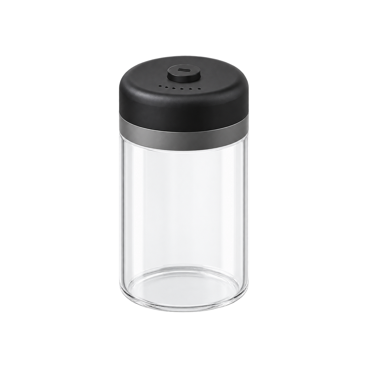 SHELBRU Canister Glass 800ml — Black; consistent elevated view, square transparent image