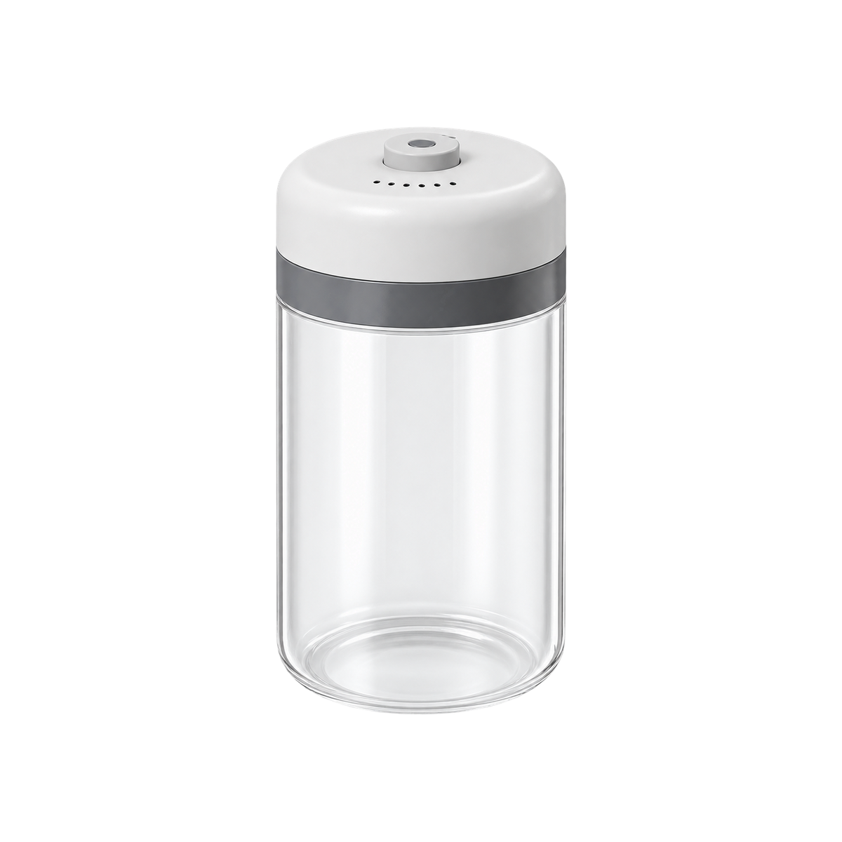 SHELBRU Canister Glass 800ml — White; consistent elevated view, square transparent image