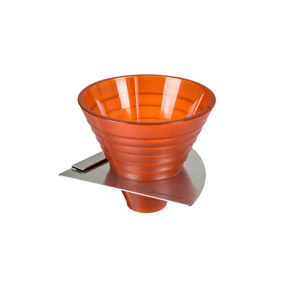 Suprima Instruments - SD1R Dripper with Ruler — Amber; consistent elevated view, square transparent image