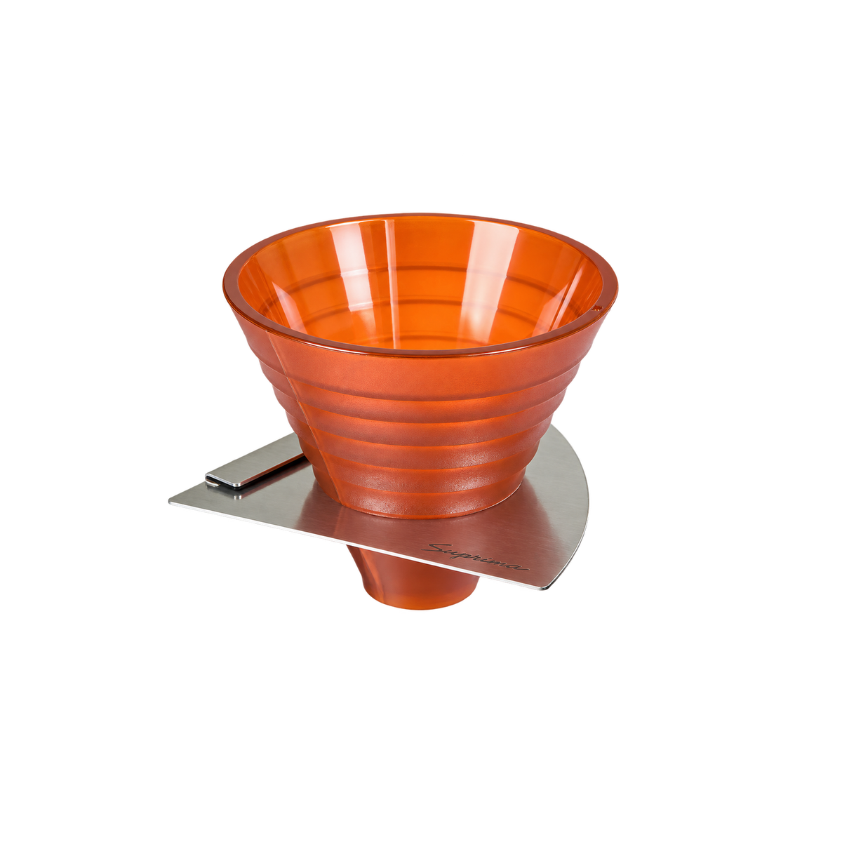 Suprima Instruments - SD1R Dripper with Ruler — Amber; consistent elevated view, square transparent image