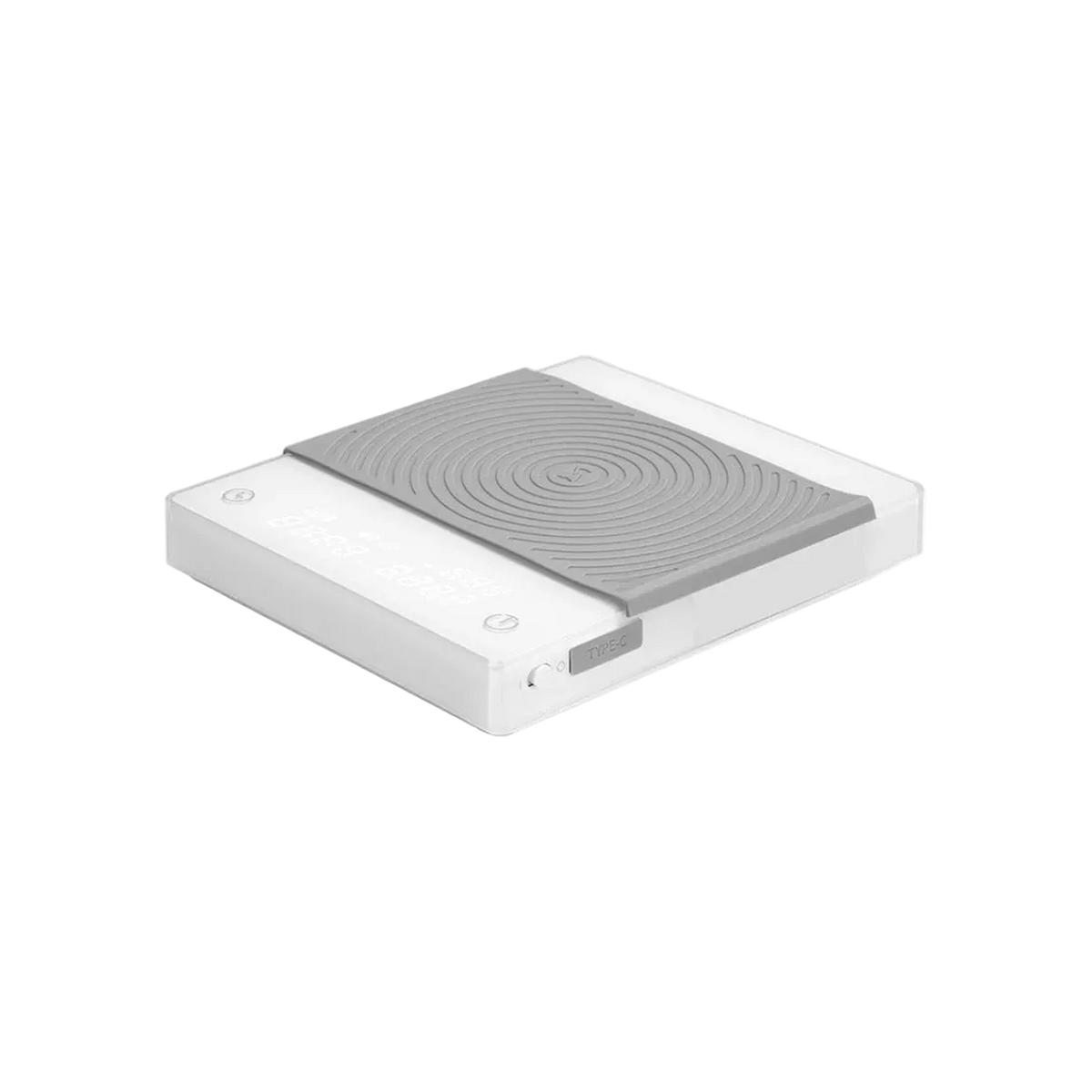 Timemore Basic 2.0 Electronic Espresso Scale with Timer — White; consistent elevated view, square transparent image