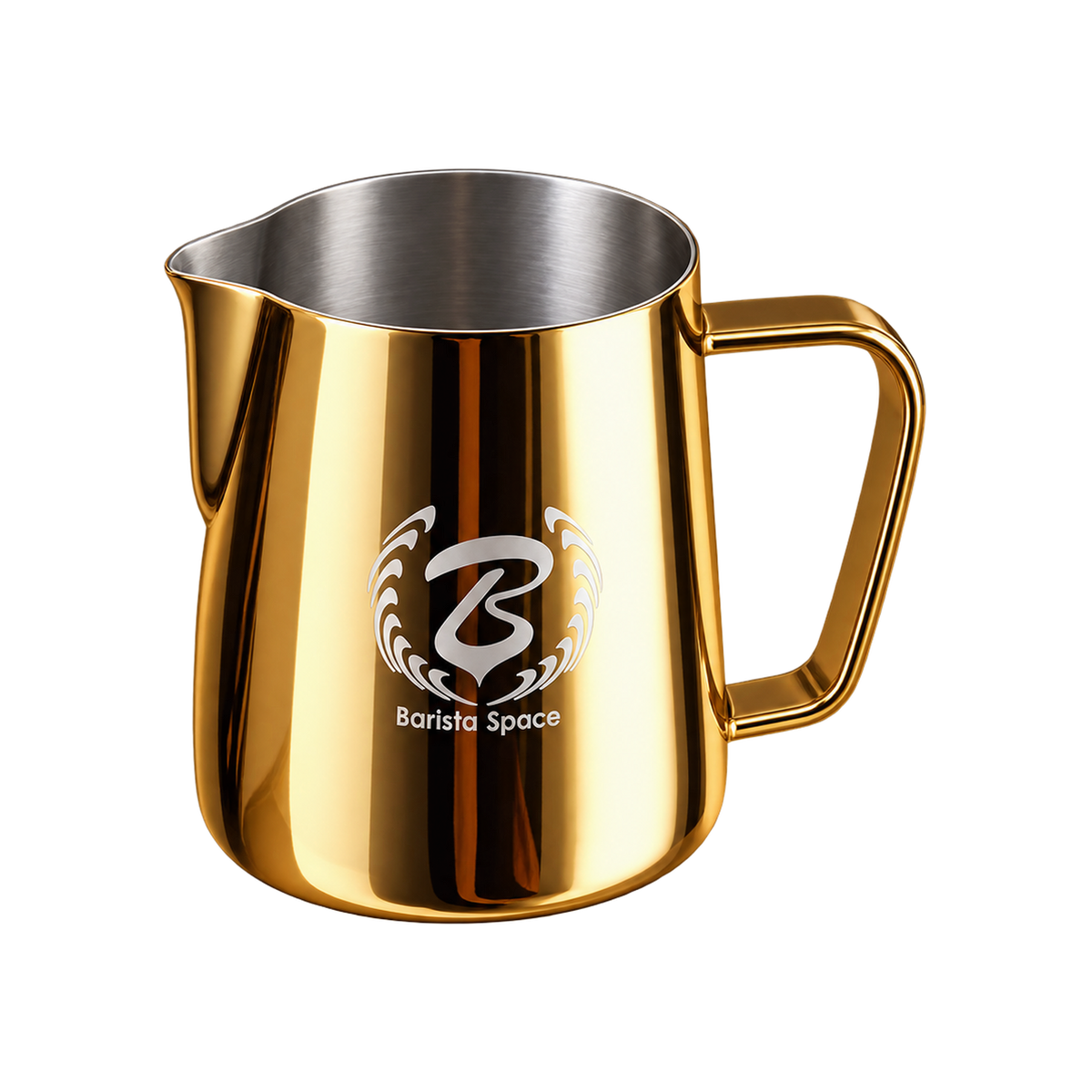 Barista Space Pitcher 350ml — Golden; consistent elevated angle, square transparent image