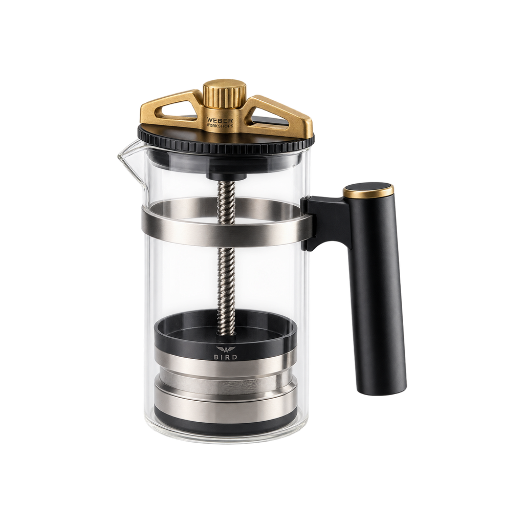 Weber Workshops BIRD Coffee Brewer — Metal; consistent elevated view, square transparent image