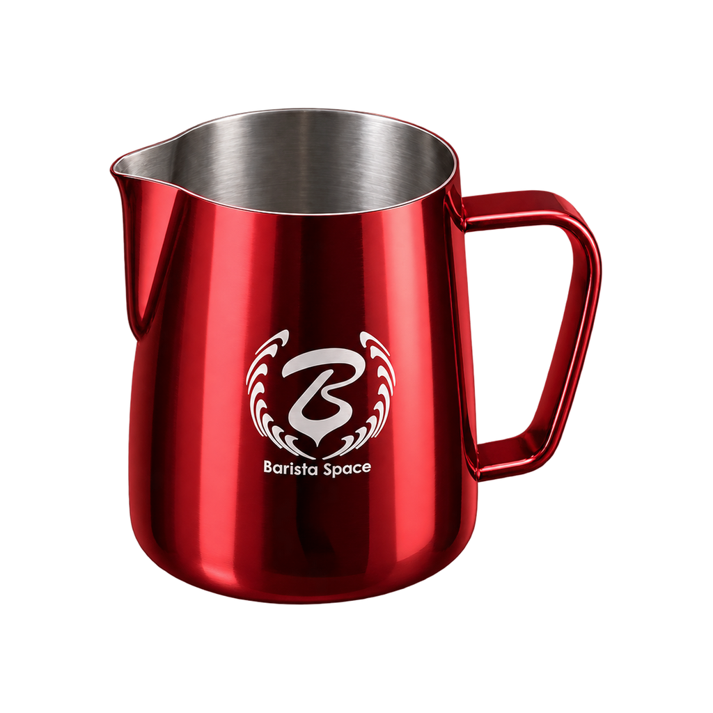 Barista Space Pitcher 350ml — Red; consistent elevated angle, square transparent image