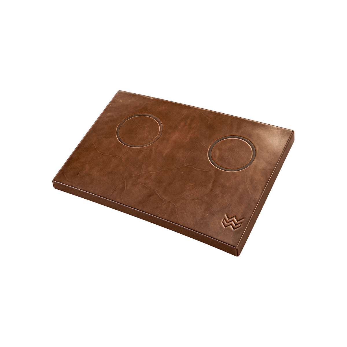 Weber Workshops Leather Tamping Mat — Natural; consistent elevated view, square transparent image