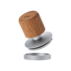 Weber Workshops Really Nice Tamper — Teak; consistent elevated view, square transparent image