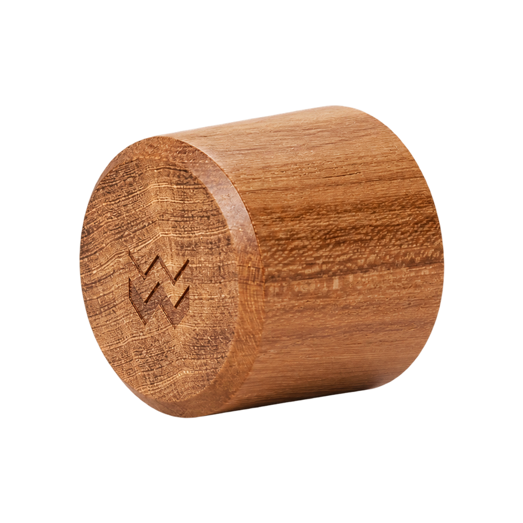 Weber Workshops Really Nice Tamper Wooden Handle — Teak; consistent elevated view, square transparent image