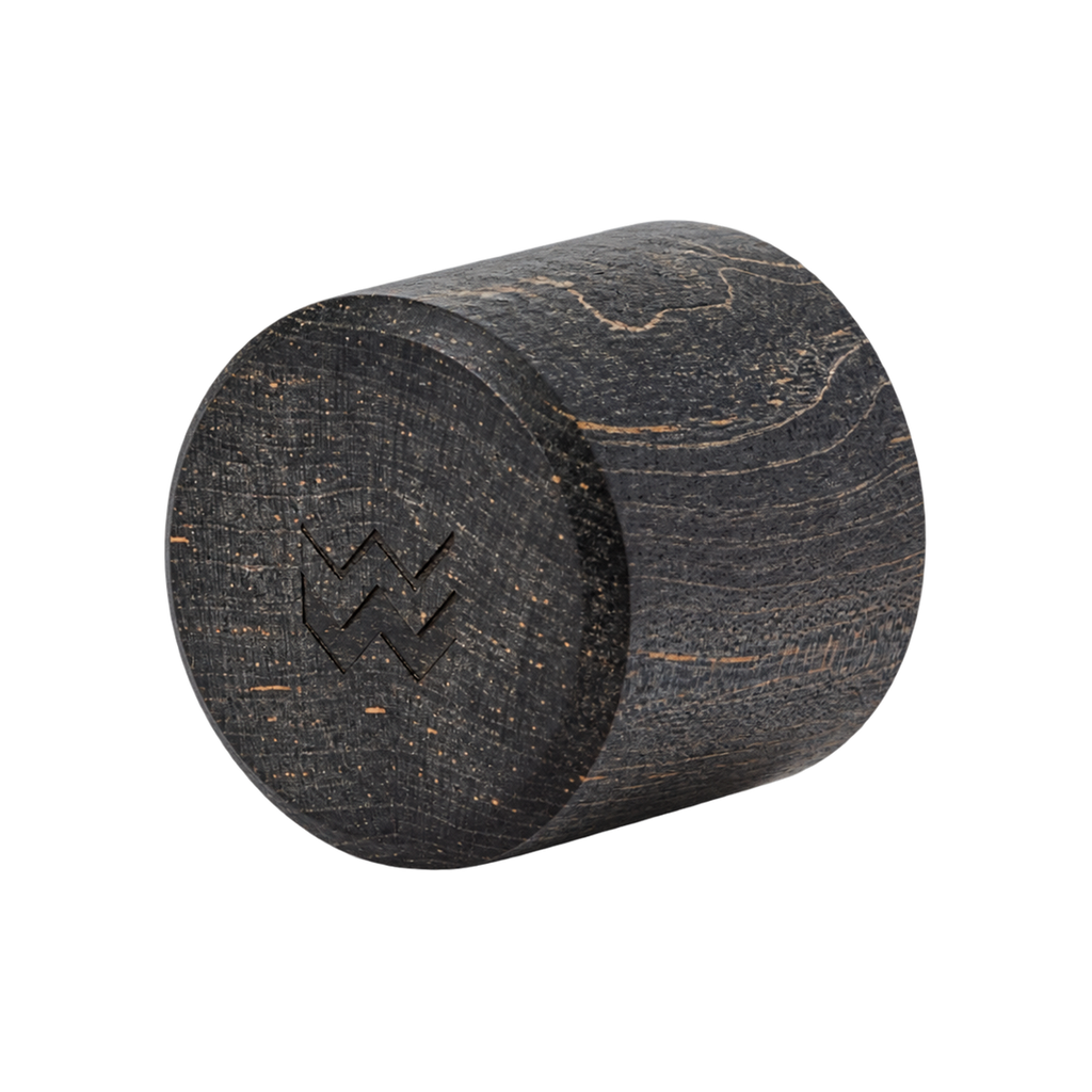 Weber Workshops Really Nice Tamper Wooden Handle — Onyx Black; consistent elevated view, square transparent image