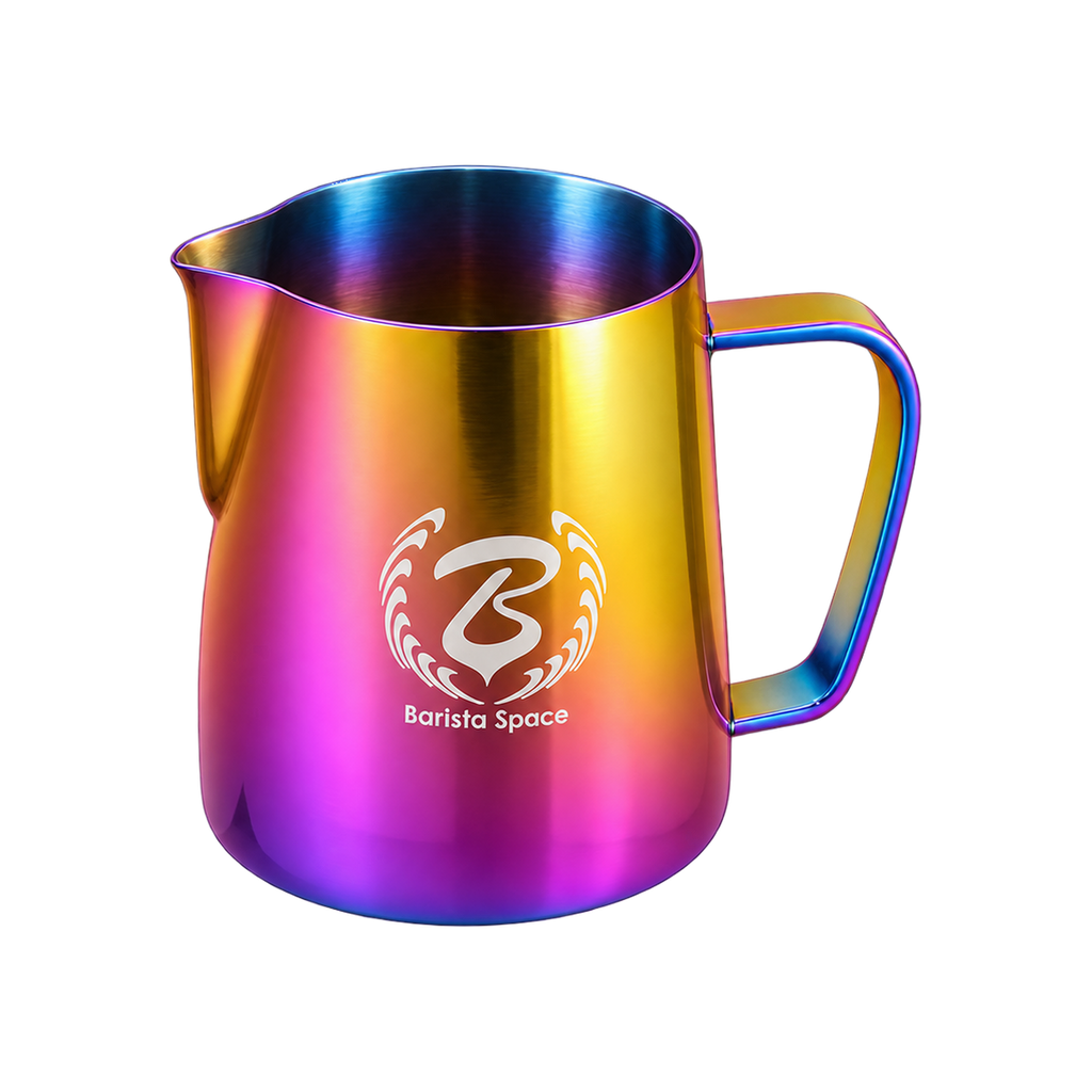 Barista Space Pitcher 350ml — San Rainbow; consistent elevated angle, square transparent image