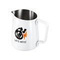 WPM #06 Round Spout Pitcher - "Latte Art With Soul" — White; consistent elevated view, square transparent image