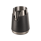 WPM #06 Round Spout Pitcher - Handleless Limited Edition — Titanium Black Leather Sleeve; consistent elevated view, square transparent image