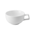 WPM 8oz Latte Art Cup — White; consistent elevated view, square transparent image