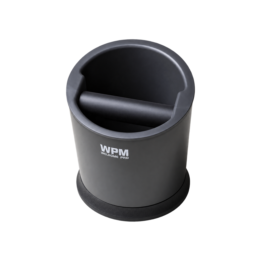 WPM TR 80 Knock Box — Black; consistent elevated view, square transparent image