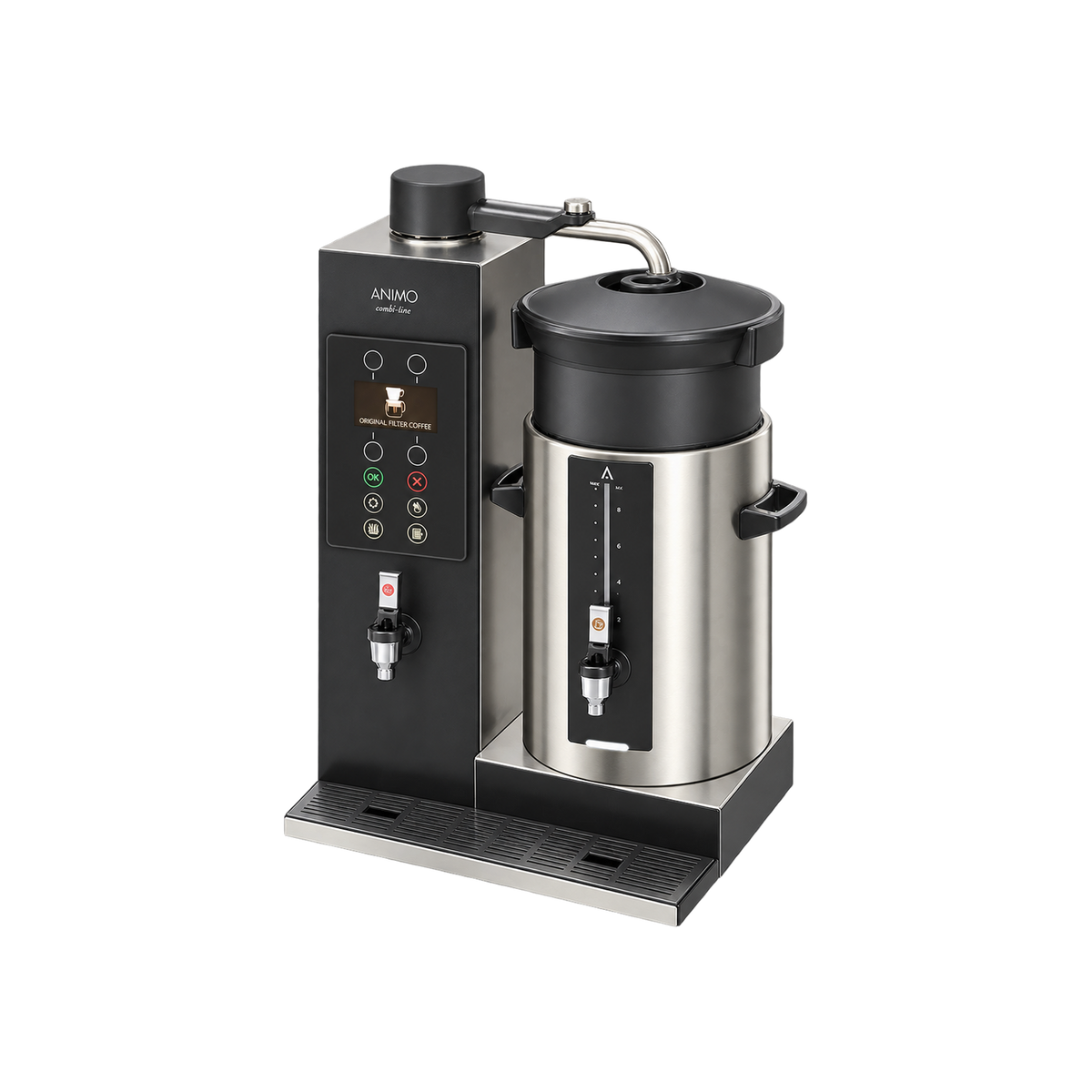 Animo CB 1x10W Combi-Line - Commercial Coffee Machine with Hot Water Heater — Water-L; consistent elevated view, square transparent image
