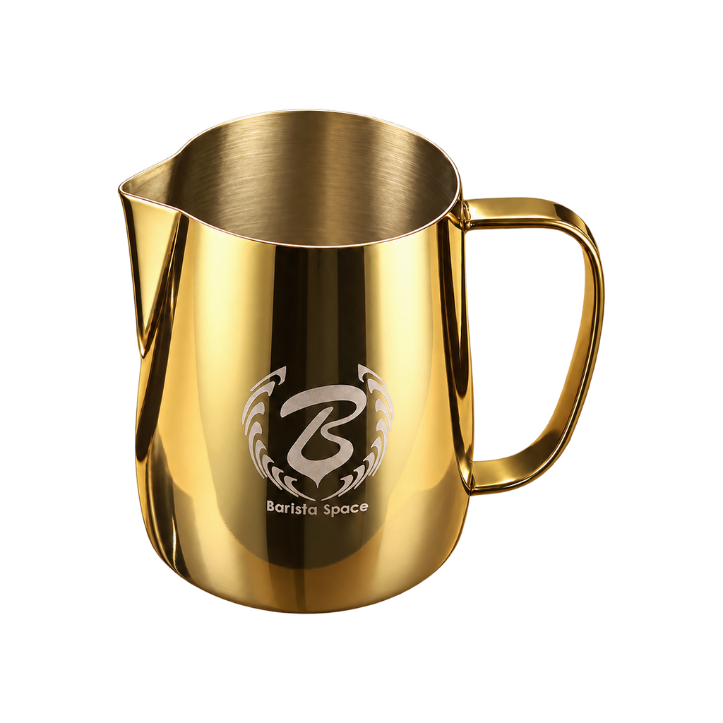 Barista Space Pitcher 450ml — Golden; consistent elevated view, square transparent image