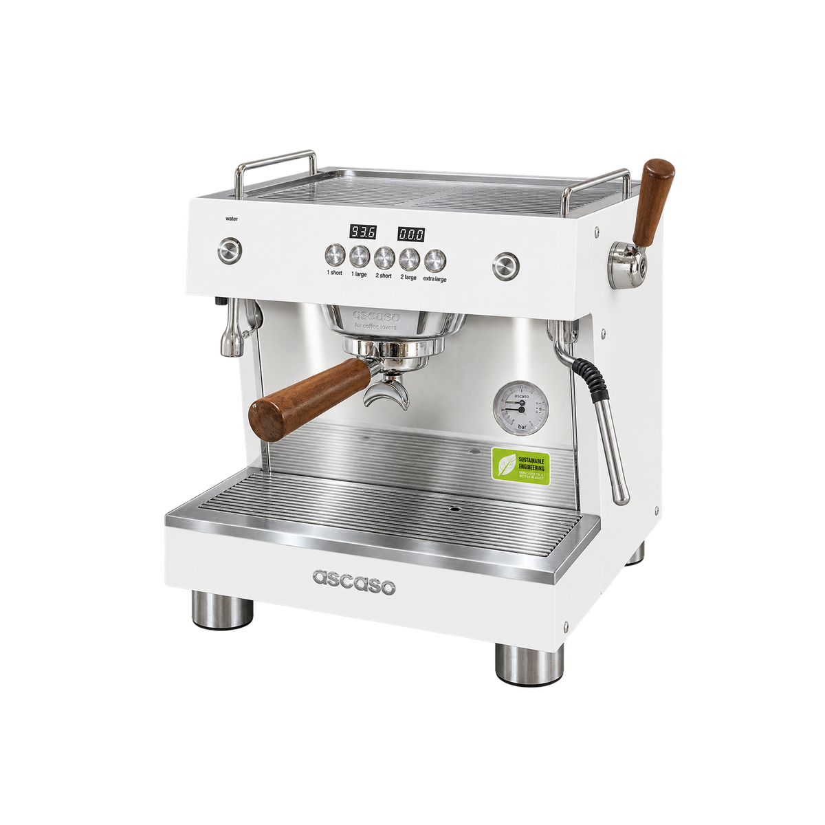 Ascaso Barista T Plus 1-3 Group — 1 Group / White; consistent elevated view, square transparent image