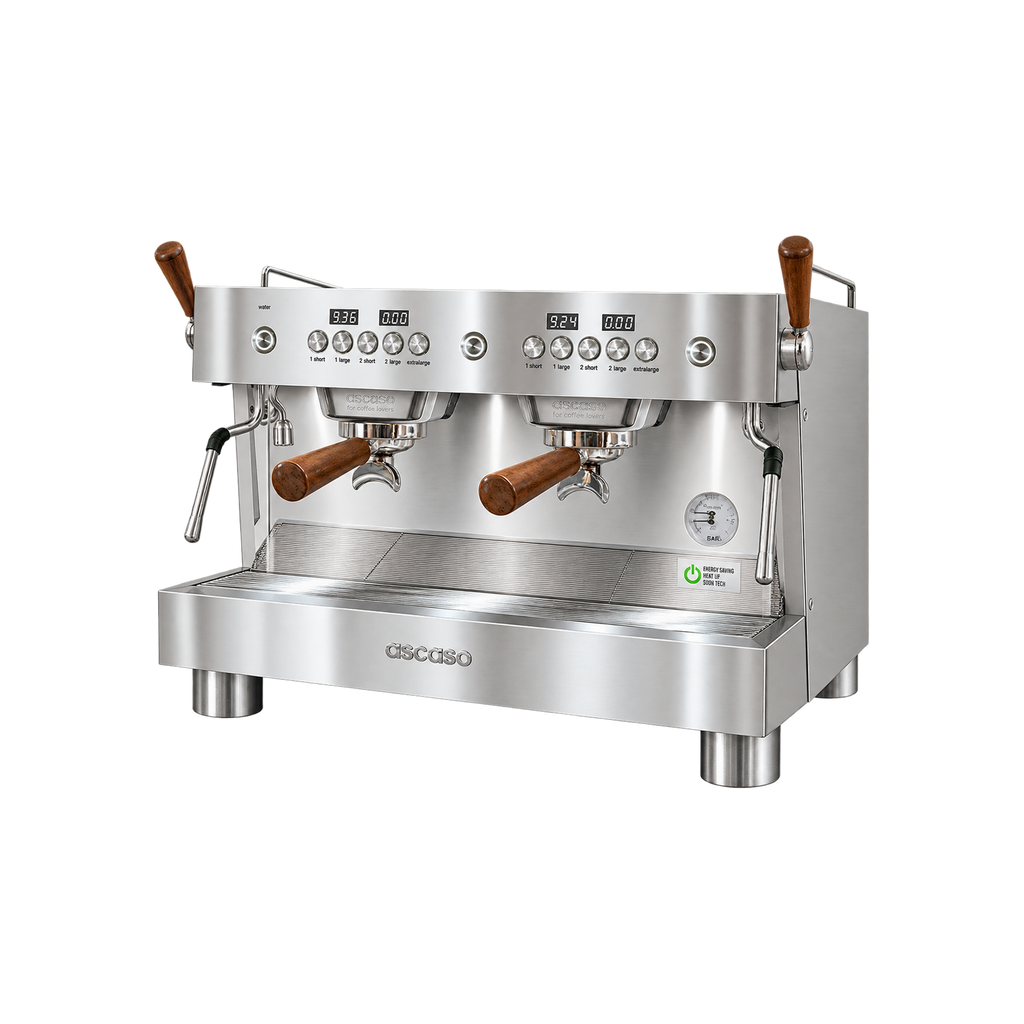 Ascaso Barista T Plus 1-3 Group — 2 Group / Steel; consistent elevated view, square transparent image