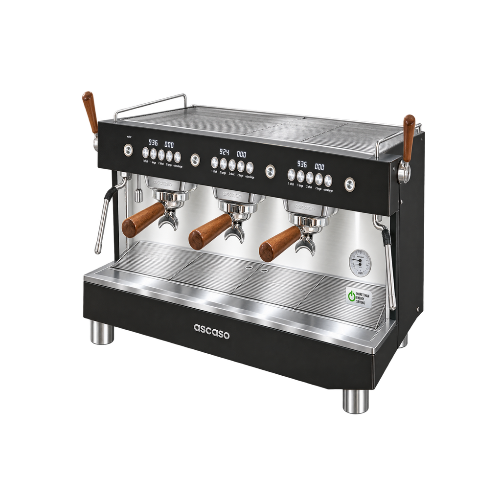 Ascaso Barista T Plus 1-3 Group — 3 Group / Black; consistent elevated view, square transparent image