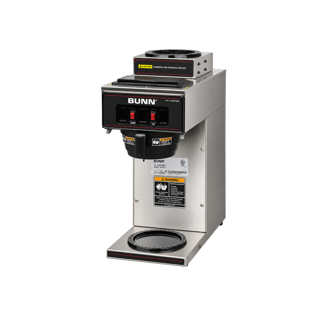 Bunn Coffee Maker-VP17A-2 (1U/1L) — Silver; consistent elevated view, square transparent image