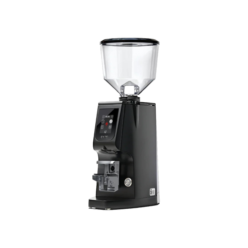 Eureka Atom Excellence 75 Coffee Grinder with Black Diamond Burrs — Black; consistent elevated view, square transparent image