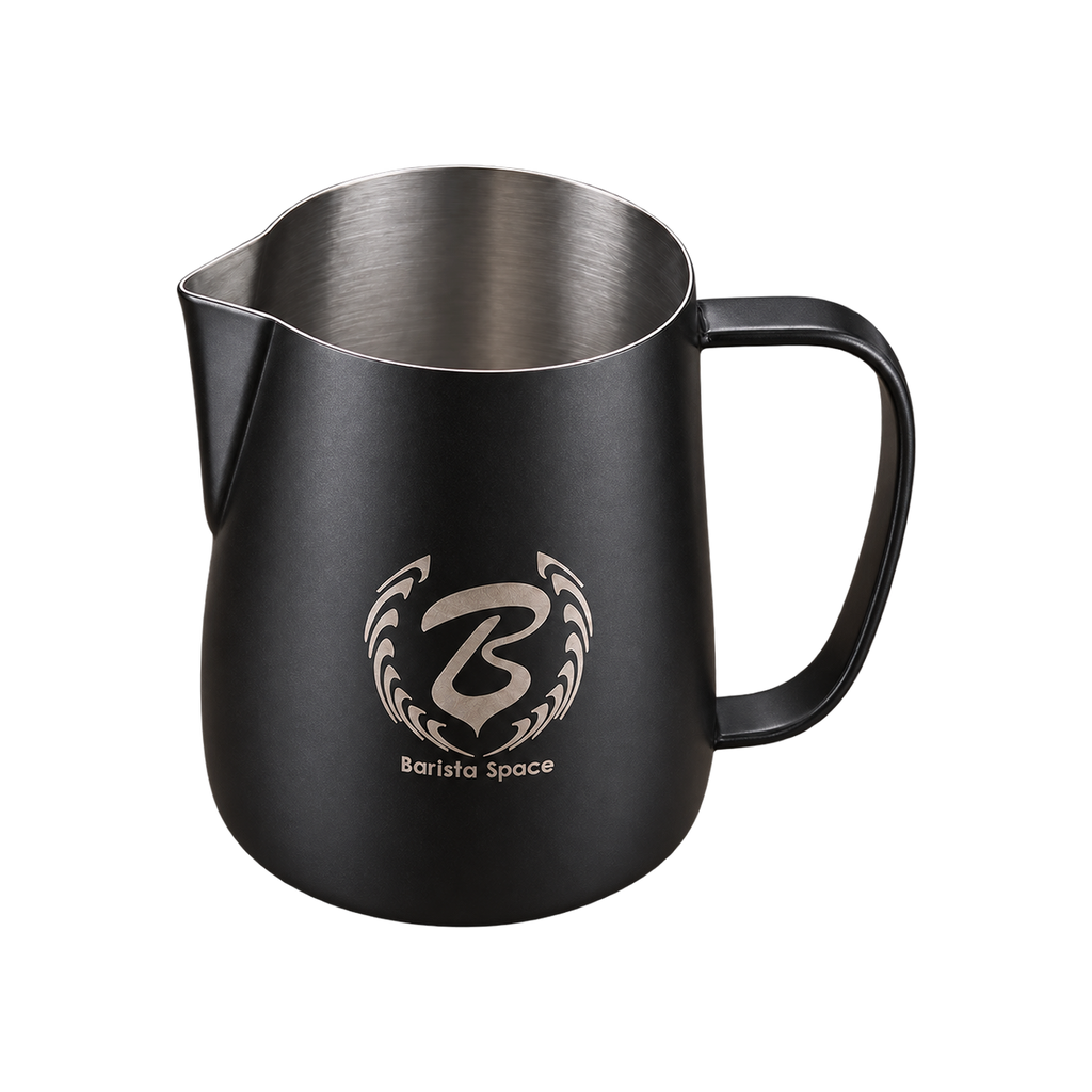 Barista Space Pitcher 450ml — San Black; consistent elevated view, square transparent image