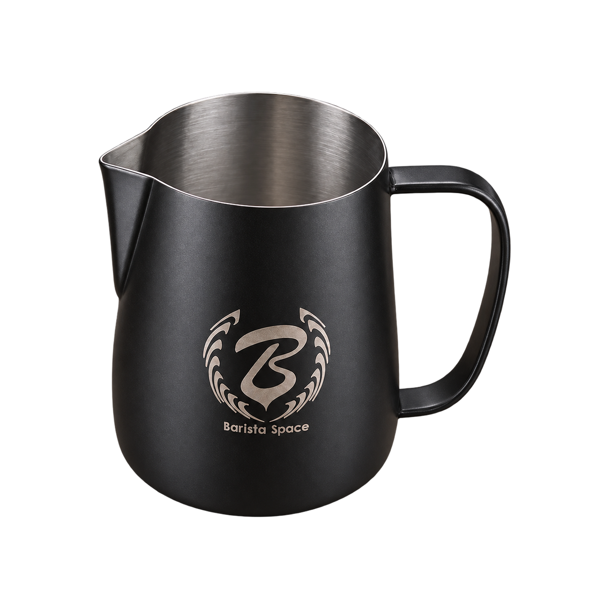 Barista Space Pitcher 450ml — San Black; consistent elevated view, square transparent image