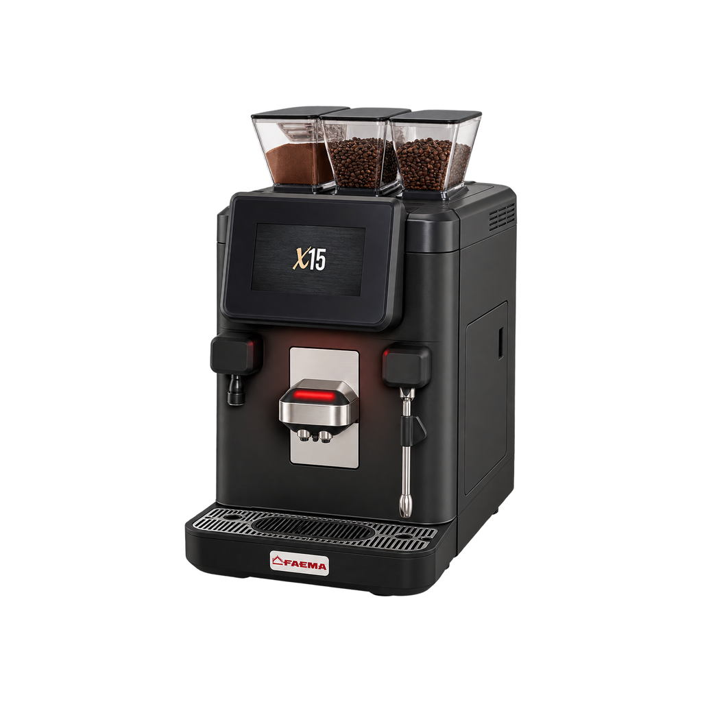 Faema X15 CS10 Fully Automatic Coffee Machine — Standard; consistent elevated view, square transparent image