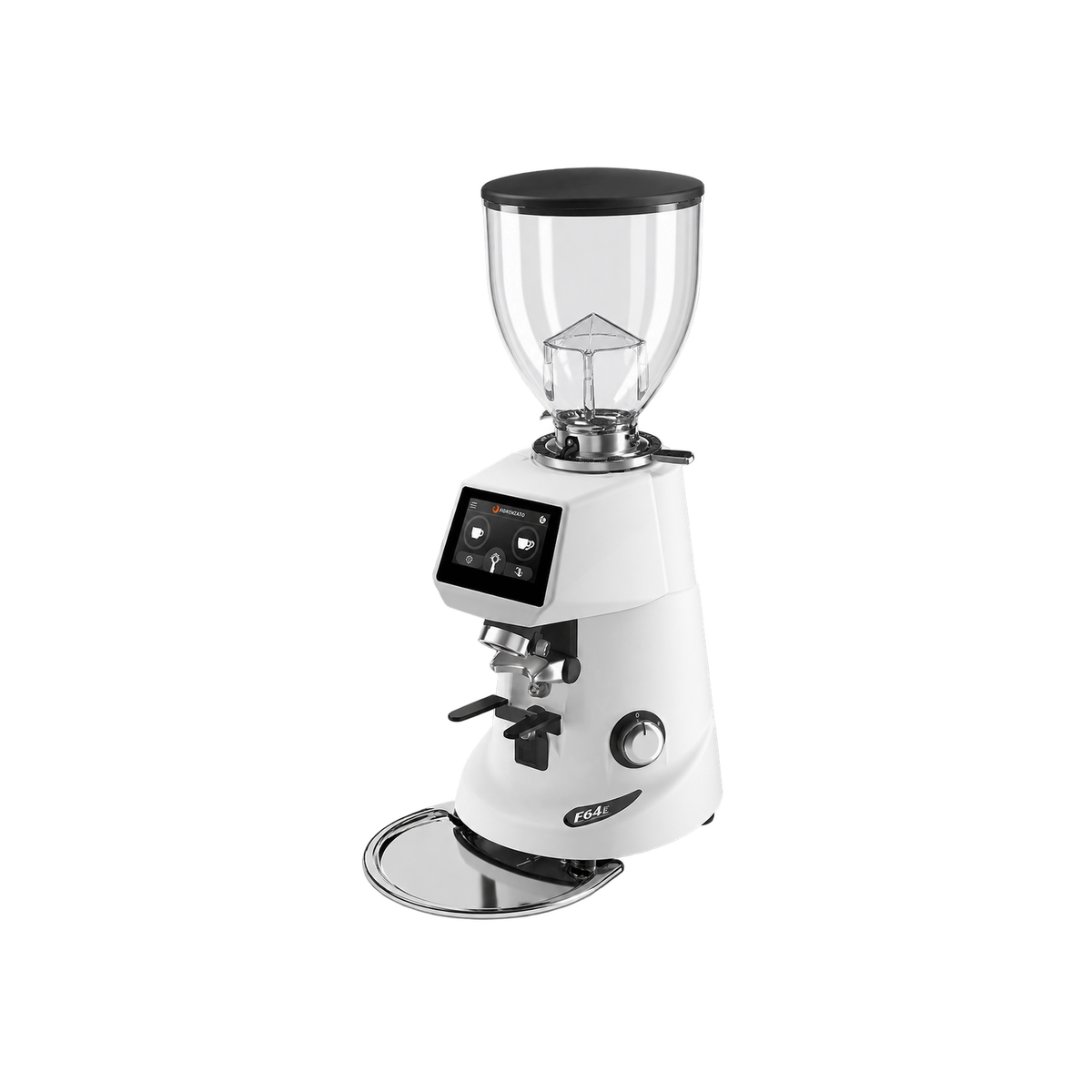 Fiorenzato F64 E Coffee Grinder — White; consistent elevated view, square transparent image