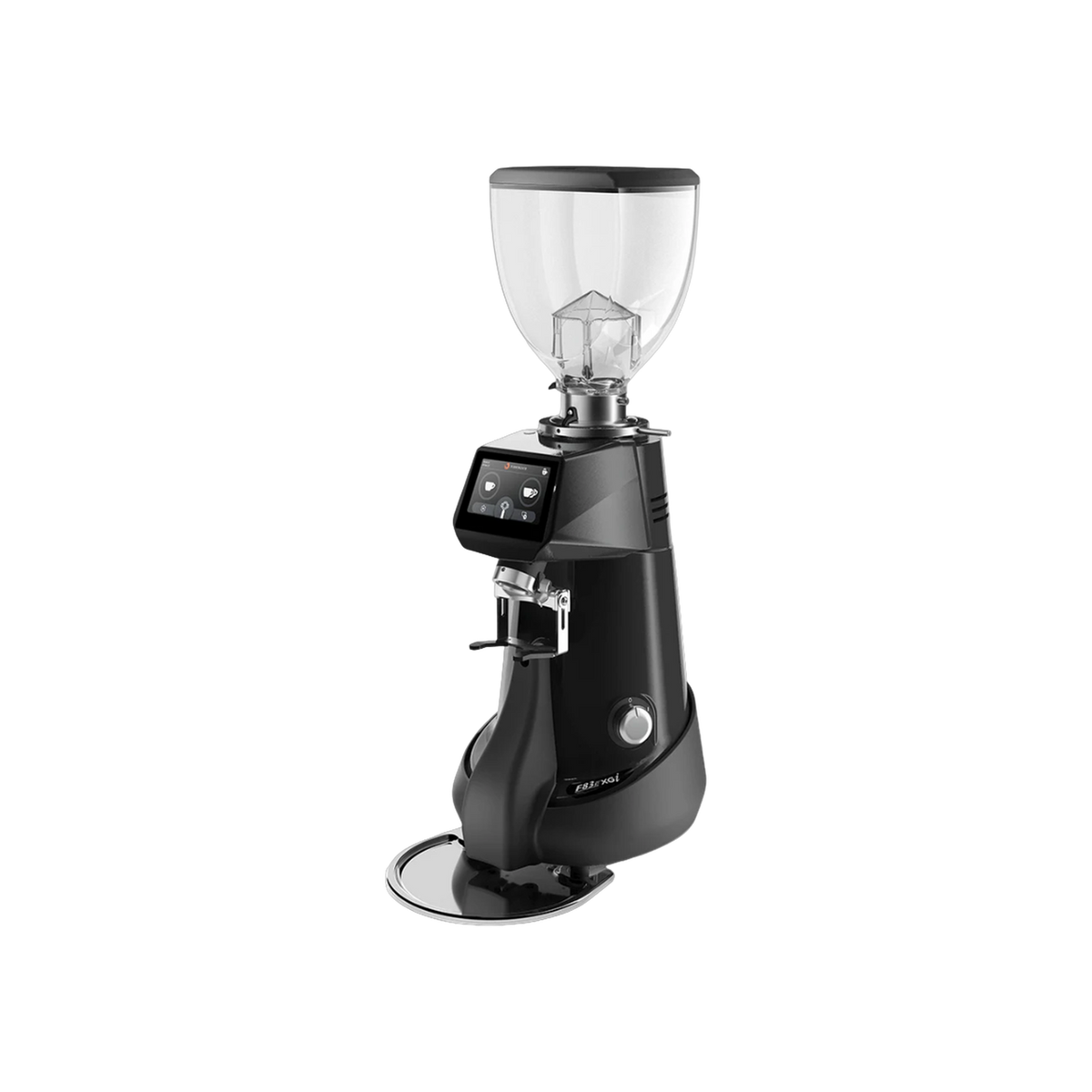 Fiorenzato Grinder - F83 E XGi — Black; consistent elevated view, square transparent image