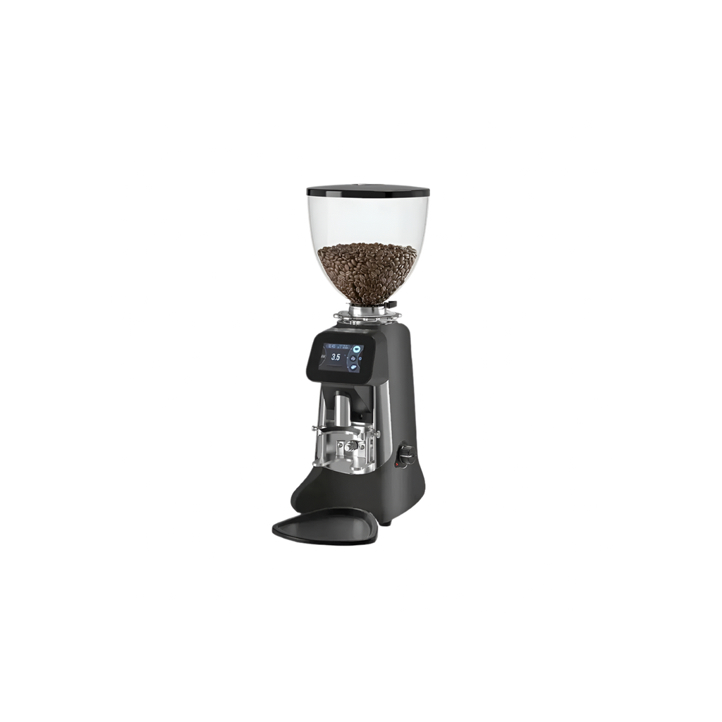 Hey Cafe Buddy Professional On Demand Espresso Grinder — Black; consistent elevated view, square transparent image