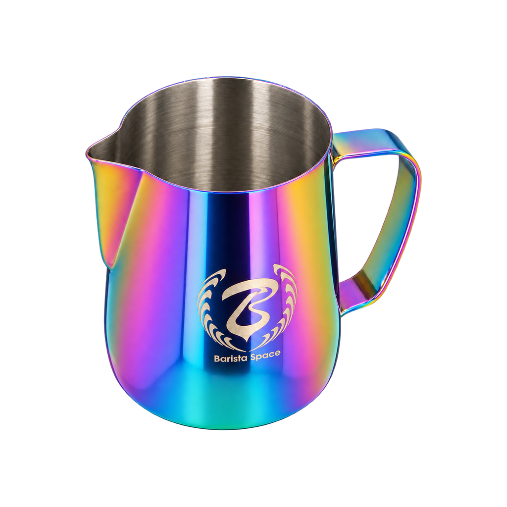 Barista Space Pitcher 600ml — Rainbow; consistent elevated view, square transparent image