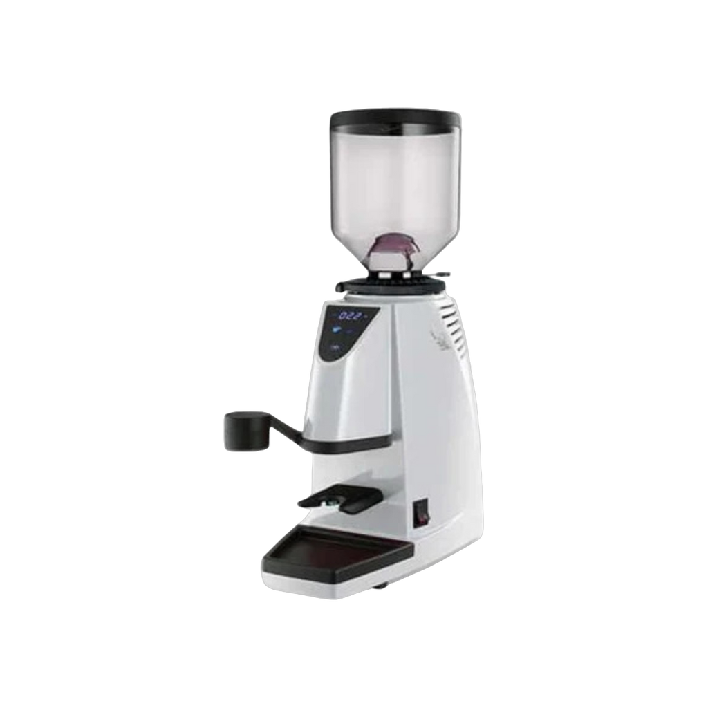 La San Marco 92 Instant Grinder — White; consistent elevated view, square transparent image
