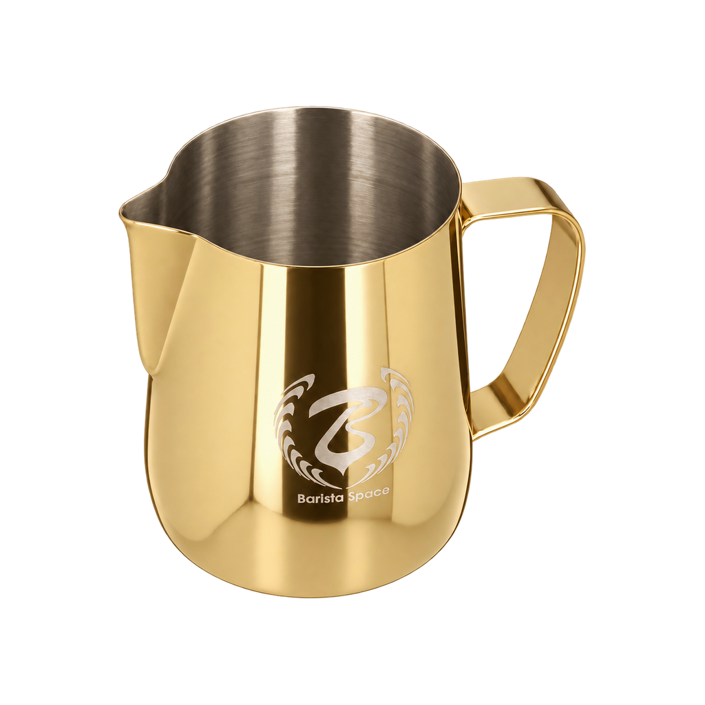 Barista Space Pitcher 600ml — Golden; consistent elevated view, square transparent image