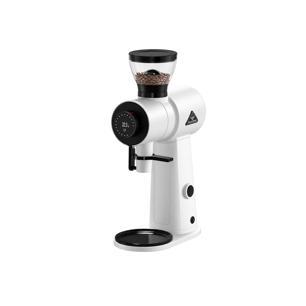 Mahlkonig EK Omnia Grinder — White; consistent elevated view, square transparent image