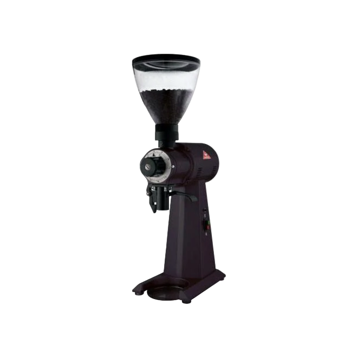 Mahlkonig EK43T — Black; consistent elevated view, square transparent image