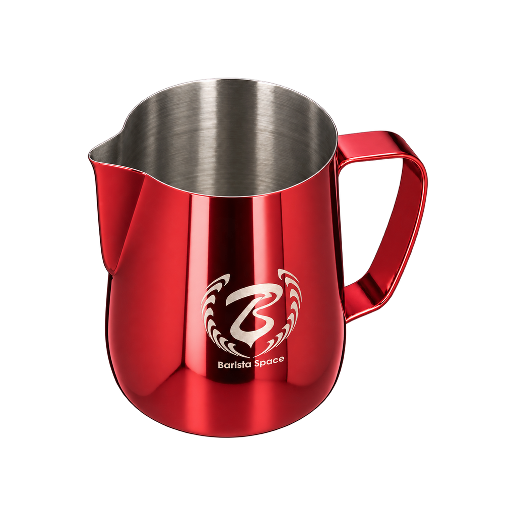 Barista Space Pitcher 600ml — Red; consistent elevated view, square transparent image