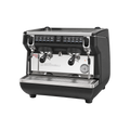 Nuova Simonelli Appia Life Compact 2 Group Volumetric — Black / 8 liter boiler; consistent elevated view, square transparent image