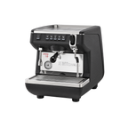Nuova Simonelli Appia Life Single Group Volumetric — Black / 8 liter boiler; consistent elevated view, square transparent image