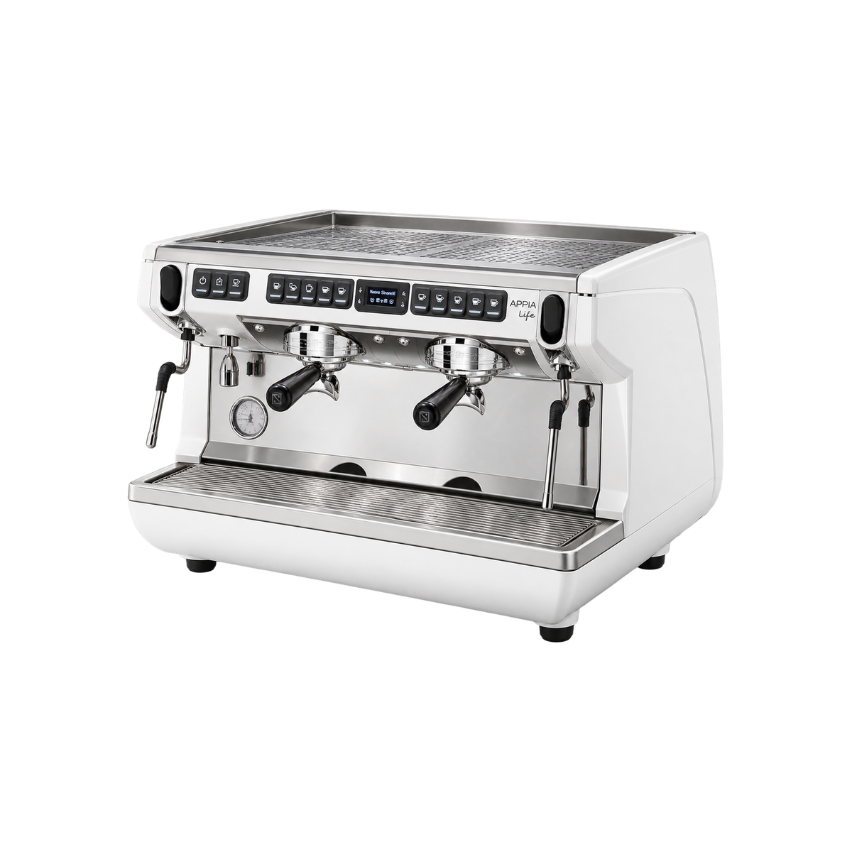 Nuova Simonelli Appia Life TIMER — White; consistent elevated view, square transparent image
