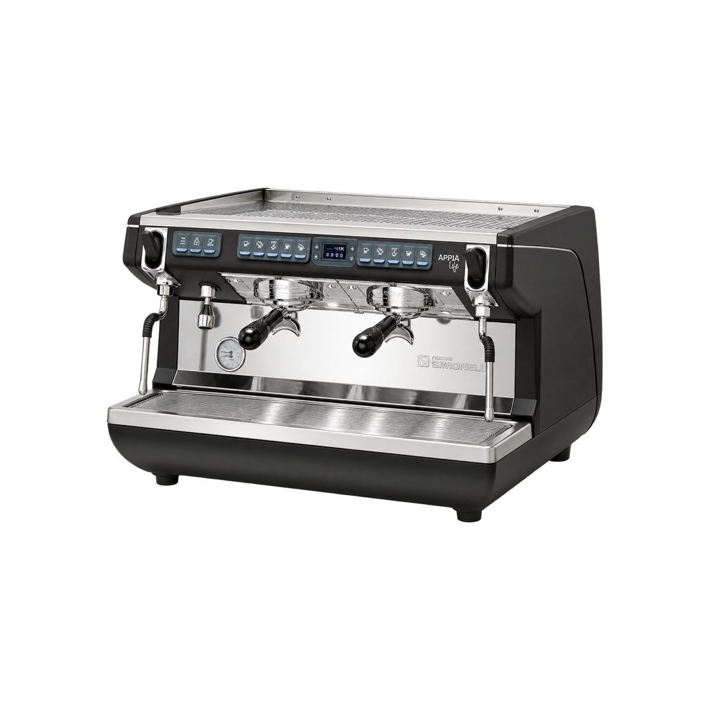 Nuova Simonelli Appia Life TIMER — Black; consistent elevated view, square transparent image