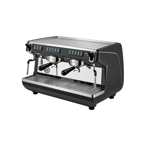 Nuova Simonelli Appia Life Volumetric Coffee Machine — 2 Group / Black; consistent elevated view, square transparent image