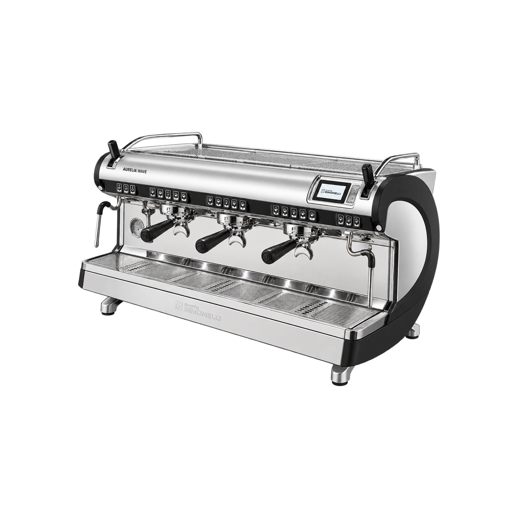 Nuova Simonelli Aurelia Wave 3 Group Volumetric — Black; consistent elevated view, square transparent image