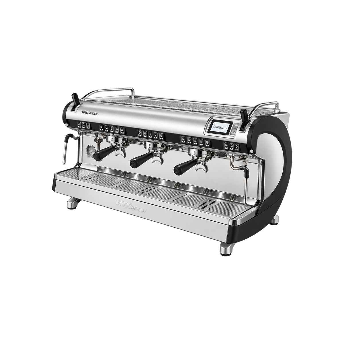 Nuova Simonelli Aurelia Wave 3 Group Volumetric — Black; consistent elevated view, square transparent image
