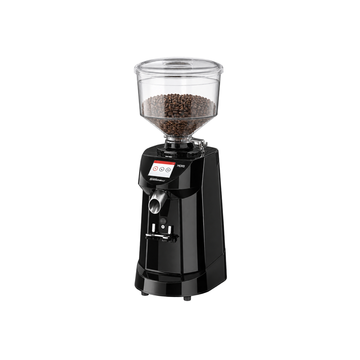 Nuova Simonelli MDXS Espresso Grinder — Black; consistent elevated view, square transparent image