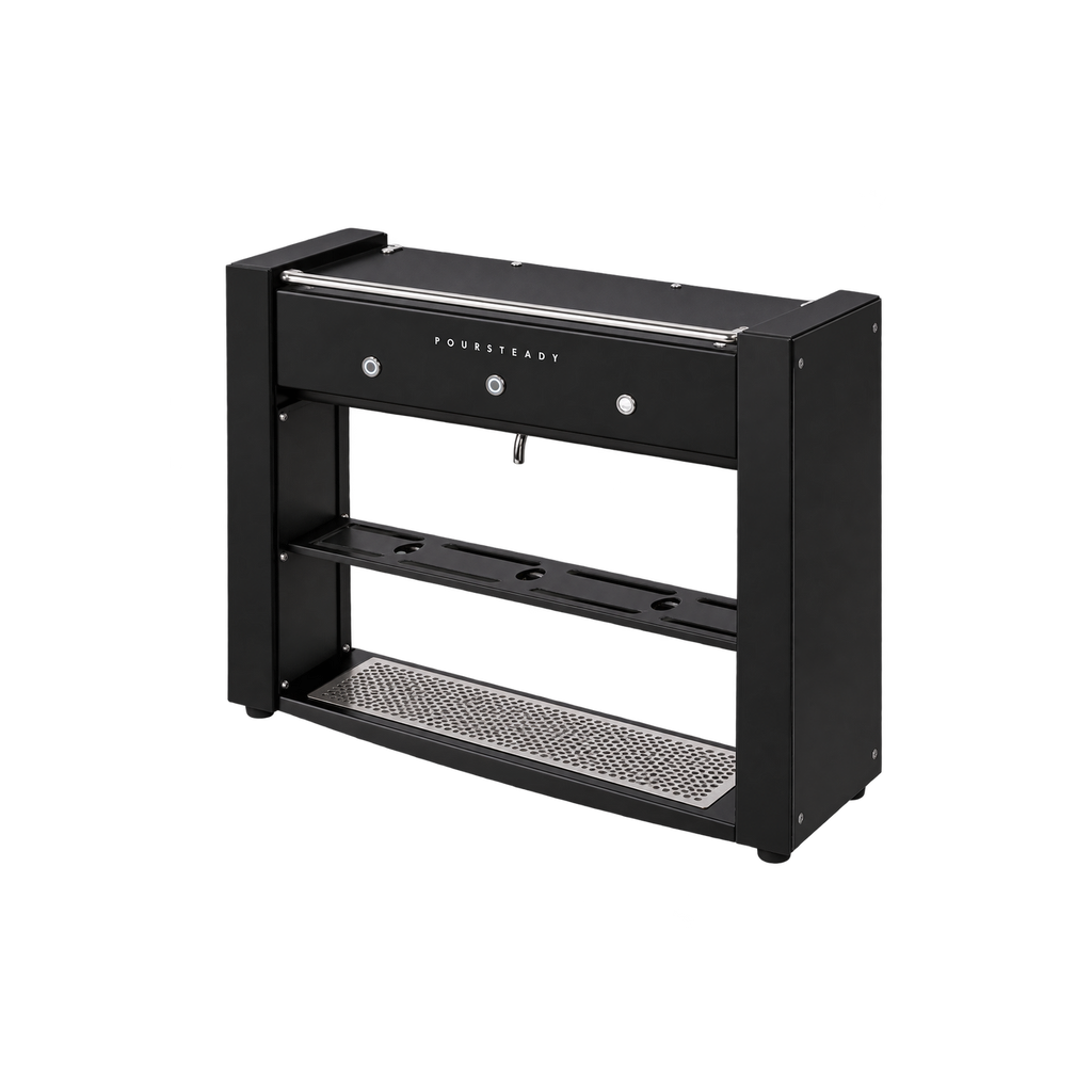 Poursteady PS1 – 3-Cup Automated Coffee Brewer — Black; consistent elevated view, square transparent image