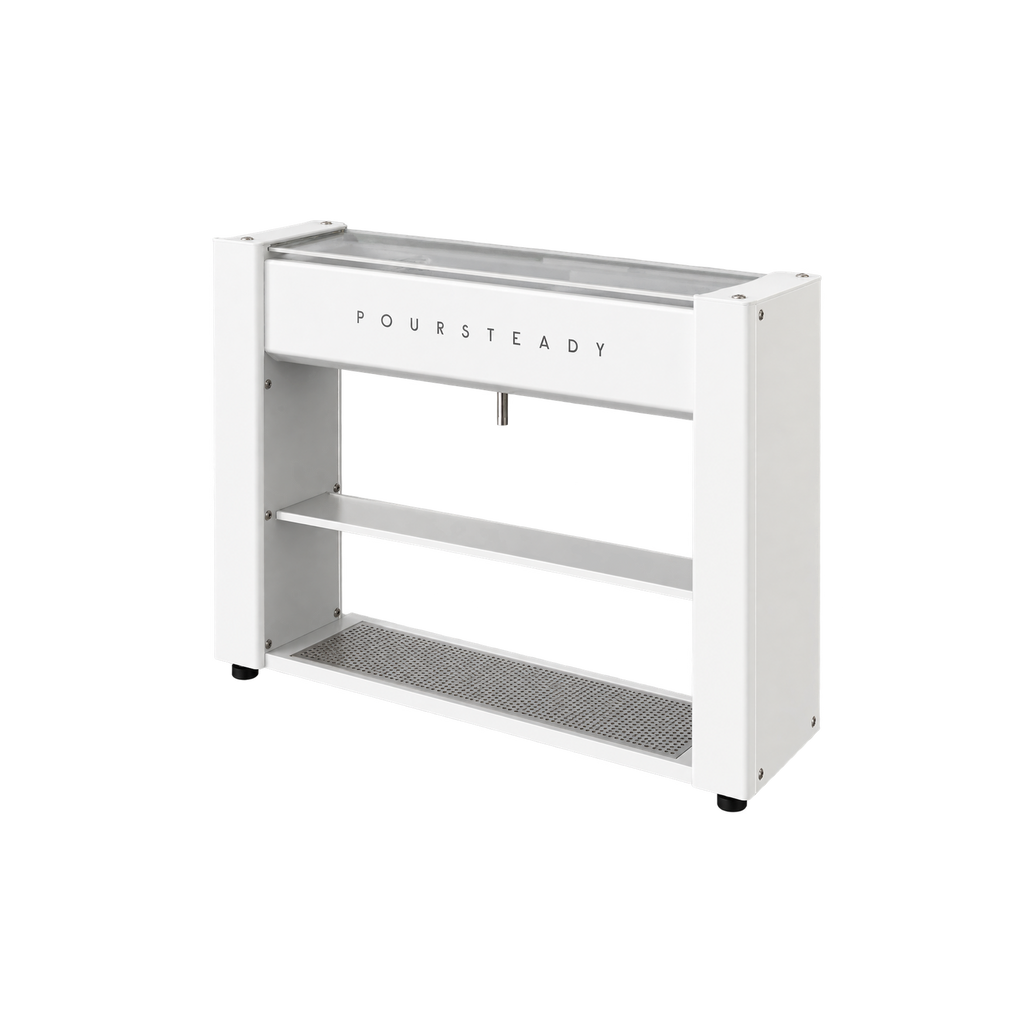 Poursteady PS1 – 3-Cup Automated Coffee Brewer — White; consistent elevated view, square transparent image